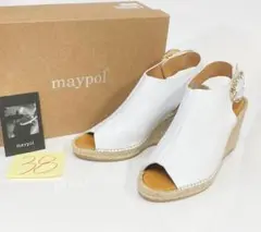 未使用／スペイン製／38／maypol メイポール／ ホワイト 牛革（管33）