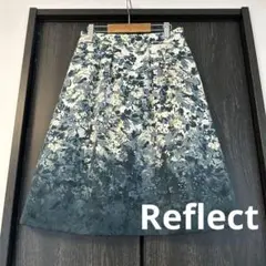 美品　リフレクト　フレアスカート　ひざ丈スカート　ブルー系　花柄　　9号