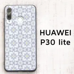 HUAWEI P30lite ケース グレー タイル カバー