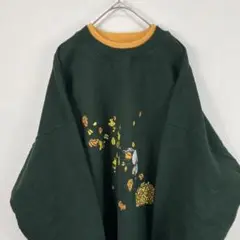 USA古着 peanuts スヌーピー SNOOPY スウェット 緑