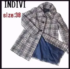 INDIVI インディヴィ ツイード柄 コート Pコート