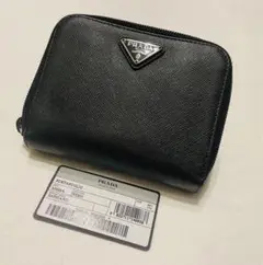 【美品】PRADA サフィアーノ ラウンドファスナー 二つ折り財布
