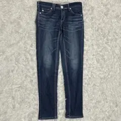 サムシング ネオジーン【サイズ S-M相当】リネン混　ストレッチデニムパンツ