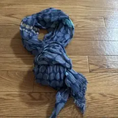 ネイビーと水色のドット柄ストール　　お値下げ