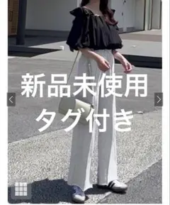 GRL センターピンタックスウェットセミフレアパンツ ライトグレー