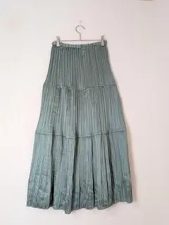 新品　cric conforto グリーン プリーツ ロングスカート