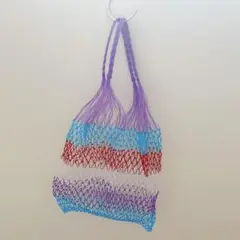 美品 カラフルストライプトートバッグ