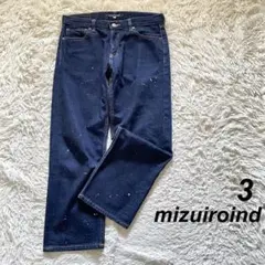 【美品】mizuiroind デニムパンツ セミワイドストレート ペイント加工
