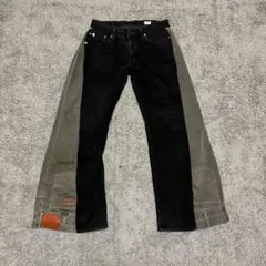 EDWIN  リーバイス リメイク黒グレー異素材デニムパンツ