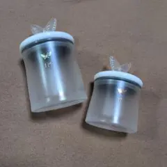 ハナエモリ　プラ容器　小物入れ収納　コットンケース　2個セット　蝶々　バタフライ