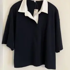 GU ネイビー 五分袖ポロシャツ XL