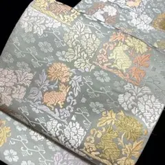 11-19 美品!高級袋帯 人気帯 兎模様 刺繍