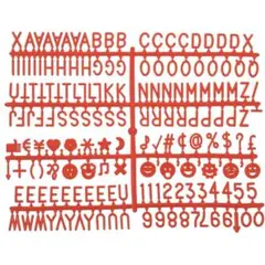 フェルト文字板 アルファベット 数字 記号19mm レッド