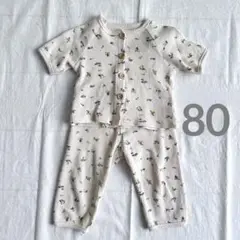 ❤️ベビーワッフルパジャマ80サイズ花柄上下セット美品❤️
