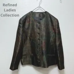【Refined】ノーカラージャケット　ペイズリー　日本製　個性的　昭和レトロ