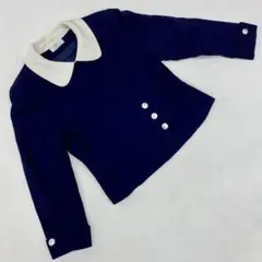 RE.NOBLE 紺 白襟 ボタンジャケット 長袖 レトロデザイン F かわいい