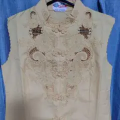 刺繍入り山吹色　チャイナ服　ワンピース