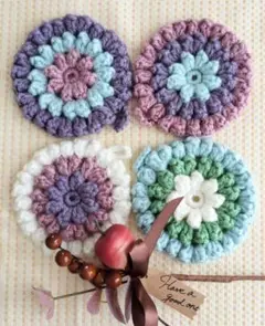 Handmade　アクリルたわし　ぷっくりサークル