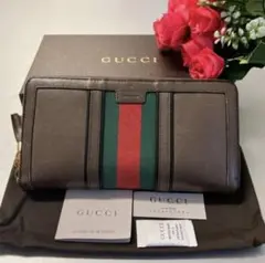 未使用に近い‼️ グッチ 財布 長財布 シェリーライン ラウンドファスナー