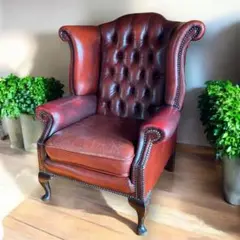 イギリス 本革 チェスターフィールド ソファ チェア