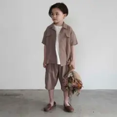 ブラウン 半袖シャツ 100