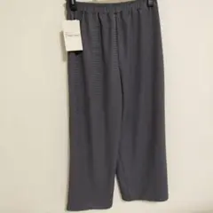 【タグ付き しまむら】 グレー ワイドパンツ テクスチャー素材 Lサイズ