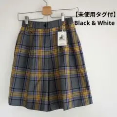 【未使用タグ付】Black & White チェック柄キュロット L　ゴルフ