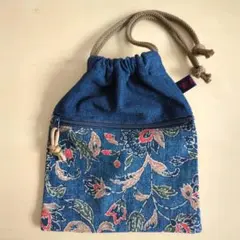 玄照堂 藍染 巾着 巾着袋 和更紗 ポーチ 小物入れ 藍染巾着 和柄