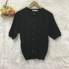 ★SAN LADIES★サンレディース カーディガン【M】半袖 サマーニット 黒