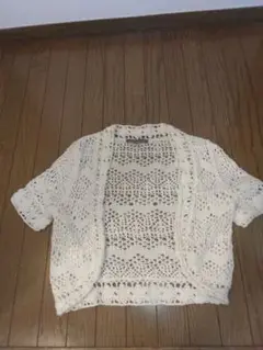 LAURA ASHLEY アイボリー レースカーディガン XS