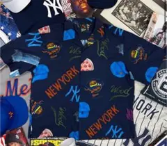 WOODBLOCKxOVERWHELM OPENCOLLARSHIRT XXL