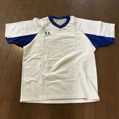 UNDER ARMOUR VネックTシャツ Lサイズ ホワイト/ブルー