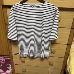 ボタン付きストライプ半袖Tシャツ