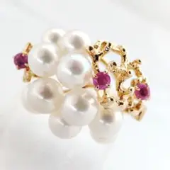 K18 パール ルビー リング ジュウル