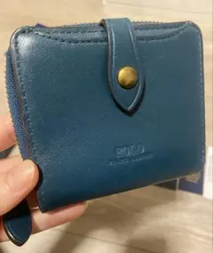 【美品】ポロ　ラルフローレン　コンパクトウォレット　ブルーグリーン