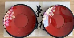 【新品未使用】桜模様 天然木製 茶托 5客セット カシュー塗装