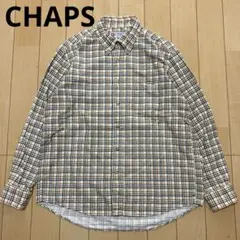 CHAPS チャップス　長袖シャツ　ボタンダウン　チェック　ロゴ刺繍　Lサイズ