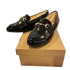 ❤️美品❤️HARUTA SHOES ブラックエナメルローファー ゴールドチェーン