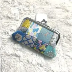 ミナペルホネン 両面　パッチワーク がま口ポーチ　ハンドメイド