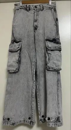 CLEL M-47 タイプ ミリタリー フレア カーゴ パンツ ホワイト系1
