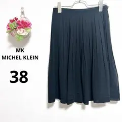 a4853 MK MICHEL KLEIN ブラック　プリーツスカート　膝丈