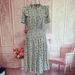 昭和 レトロ　お嬢さん　ヴィンテージ　古着　ワンピース　花柄