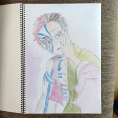 【鬼滅の刃イラスト】猗窩座　色鉛筆画