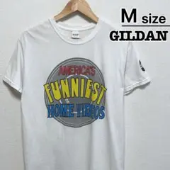 USA古着　GILDAN　Tシャツ　M　ホワイト　白　プリント　テレビ番組　ロゴ