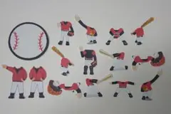 野球★赤×黒×白★色紙・寄せ書き用シール12枚セット★卒業　引退　アルバム