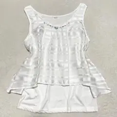 ディアマイミンクス◇タンクトップ ビジュー装飾 シンプル 美ライン 着痩せ M