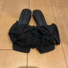 フラットサンダル　bonitas ブラック　リボン