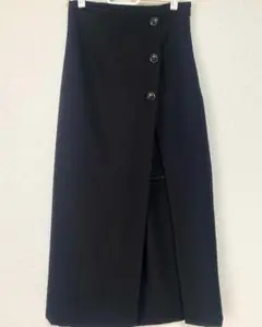 NICE CLAUP サイドボタンスリットスカート ブラック