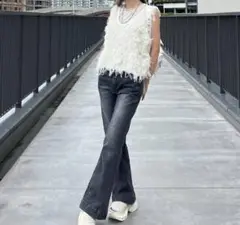 JEANASISベルト付きフレアグレーその他