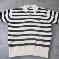 【Lサイズ】LACOSTE 半袖ニット ボーダー コットン100％